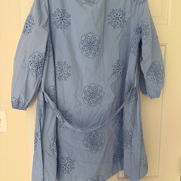 Zara EMBROIDERED POPLIN DRESS SKY BLUE - Picture 2 of 3